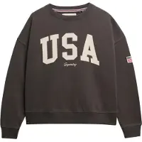 Superdry pour femme. W2012443A Athletic Essentials - Sweat à col ras du cou, coupe ample, gris foncé (M), Casuel, Coton