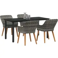 vidaXL Salon de jardin avec coussins 5 pcs Gris Poly-Rotin