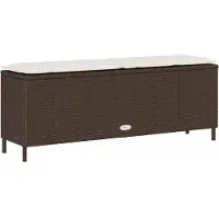 vidaXL Banc de jardin avec coussins Marron 110x30x40,5 cm Poly rotin