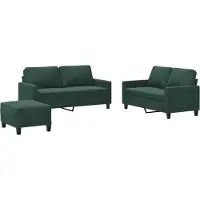 vidaXL Ensemble de canapés 3 pièces avec coussins vert foncé velours