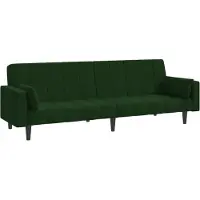 vidaXL Canapé-lit à 2 places avec deux oreillers Vert foncé Velours