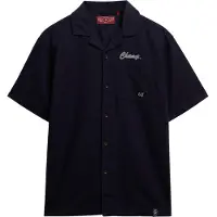 Superdry pour homme. M4011007A Resort Merchant Store chemise marine (L), Casuel, Lin, Manche courte