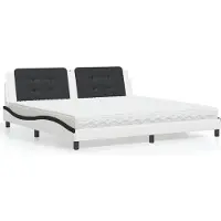 vidaXL Lit avec matelas "Zadar" blanc et noir 200x200 cm simili-cuir