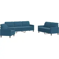 vidaXL Ensemble de canapés 3 pièces avec coussins bleu velours