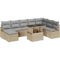 vidaXL Ensemble de canapé de jardin avec coussins 9 pcs Beige et gris clair