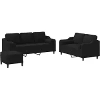 vidaXL Ensemble de canapés 3 pièces avec coussins Tissu noir