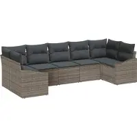 vidaXL Ensemble de canapé de jardin , 7 pièces, gris, en résine tressée
