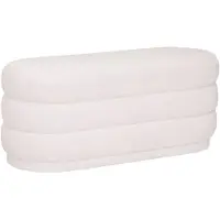 Atmosphera Banc en tissu à bouclettes - Blanc - L 100 x H 42 cm - Collection Générique