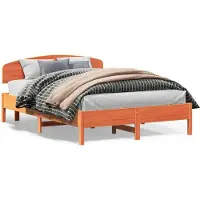 vidaXL Lit en bois massif sans matelas pin brun cireux 140x200 cm