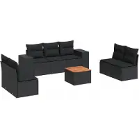 vidaXL Ensemble de jardin canapé 8 pièces avec coussins noir poly rotin