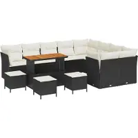 vidaXL Ensemble de canapés de jardin 12 pcs noir poly rotin