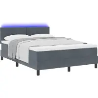 vidaXL Lit boxspring LED avec tête de lit, gris foncé, 160 x 200 cm, velours