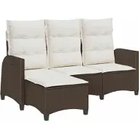 vidaXL Canapé de jardin avec fonction de couchage Coussin L-Form brun Poly rotin
