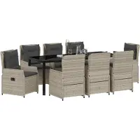 vidaXL Ensemble de jardin 9 pcs gris clair Poly-Rotin