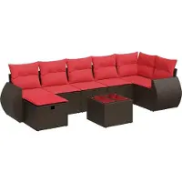 vidaXL Ensemble de jardin canapé 8 pièces avec coussins Marron Poly rotin