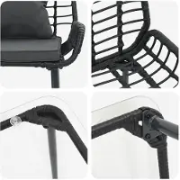 vidaXL Ensemble de mobilier de jardin avec coussins, 4 pièces, en polyrotin noir et crème