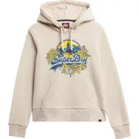 Superdry pour femme. W2012535A Sweat à capuche floral beige (L), Casuel, Coton