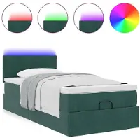 vidaXL Ottomane Lit avec matelas & LEDs Vert foncé 90x200 cm Velours