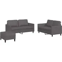 vidaXL Ensemble de canapés 3 pièces avec coussins Gris Similicuir