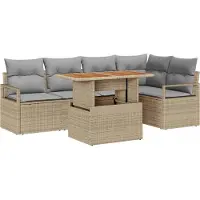 vidaXL Ensemble de canapés de jardin , 6 pièces, 5 places, beige et gris