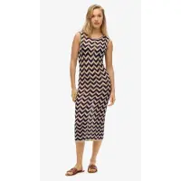 Superdry pour femme. W8011848A Robe midi en maille zigzag marine (M), Casuel, Viscose, Sans manches / bretelles