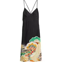 Superdry Femme Robe Caraco Mi-longue Imprimée à Enfiler Noir Taille: 38