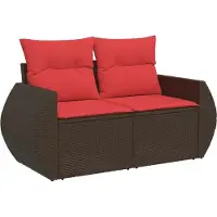 vidaXL Ensemble de 8 canapés de jardin avec coussins, brun, polyrattan