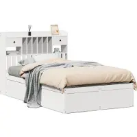 vidaXL Lit en bois massif sans matelas Blanc 135x190 cm pin