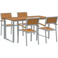 vidaXL Salon de jardin 5 pcs Gris et brun 160 x 80 x 75 cm