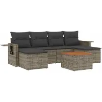 vidaXL Ensemble de salon de jardin 7 pièces avec coussins Gris Poly rotin
