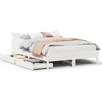 vidaXL Lit en bois massif avec tiroirs blanc 160x200 cm pin