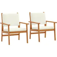 vidaXL Chaise de jardin avec coussin 2 pcs blanc crème bois massif acacia