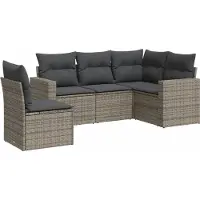vidaXL Ensemble de salon de jardin 5 pièces avec coussins Gris Poly rotin