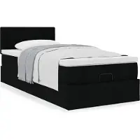 vidaXL Ottoman-lit avec matelas noir 90x190 cm Tissu