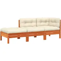 vidaXL Canapé de jardin avec coussin et pouf 3 places