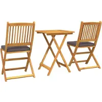 vidaXL Ensemble bistrot de jardin 3 pièces Marron Bois massif d'acacia