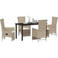 vidaXL Salon de jardin avec coussins 5 pcs Beige Poly-Rattan
