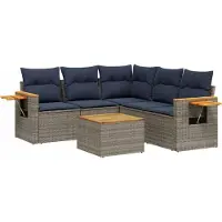 vidaXL Ensemble de salon de jardin 6 pièces avec coussins Gris Poly rotin