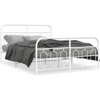 vidaXL Cadre de lit avec tête et pied de lit en métal blanc 135x190 cm