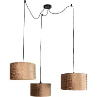 QAZQA Suspension noire avec abat-jour crocodile et intérieur doré 35cm 3 lumières - Cava