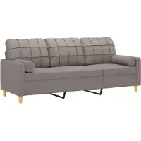 vidaXL Canapé 3 places avec oreillers décoratifs taupe 180 cm tissu