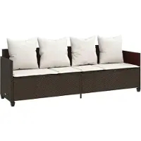 Syfax Chaise longue avec coussins marron résine tressée