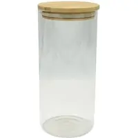 Fackelmann Boite de conservation en verre 2 litres avec couvercle en Bambou Nature