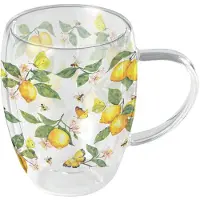 Ambiente Tasse À Thé En Verre Double Paroi Citrons Et Papillons