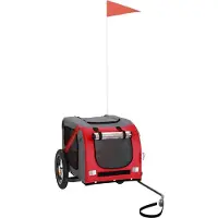 vidaXL Remorque pour vélo Chiens Rouge et Gris Tissu Oxford et fer