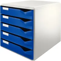 Leitz Bloc à tiroirs , 5 tiroirs, format A4, polystyrène, gris clair/bleu