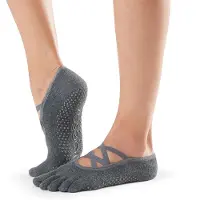 Toesox Grip Full Toe Elle Short Socks Gris EU 39-42 1/2 Femme