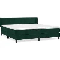 vidaXL Lit boxspring avec matelas vert foncé 160x200 cm velours