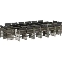 vidaXL Ensemble de jardin 17 pièces avec coussins Gris Poly rotin