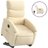 vidaXL Fauteuil relax avec releveur électrique Crème Tissu